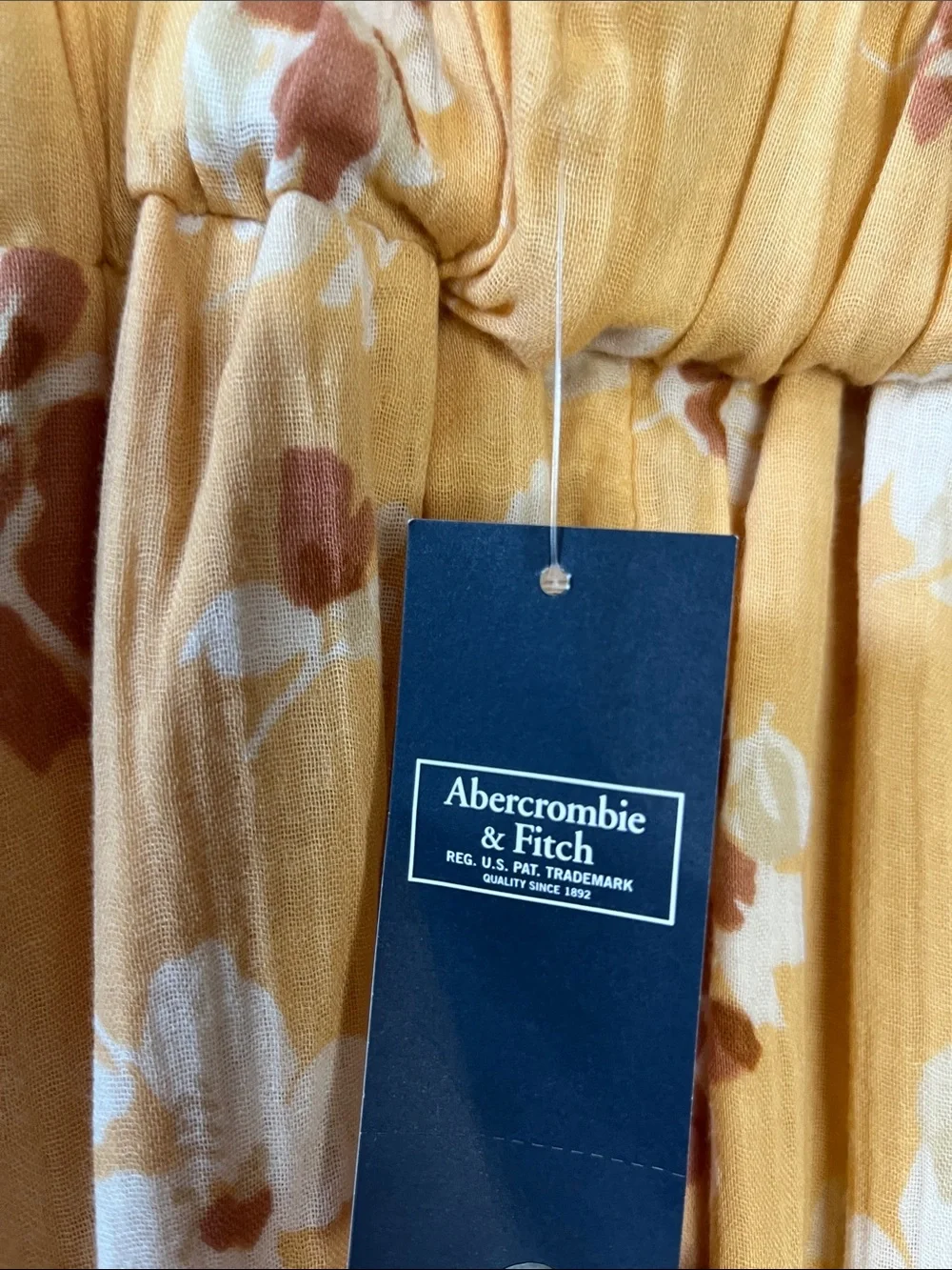 Abercrombie and Fitch butter yellow floral 100% cotton babydoll maxi gauzy dress